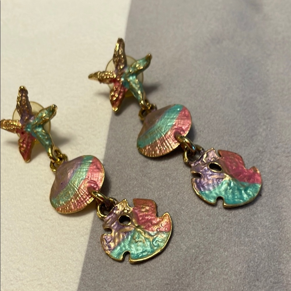 Colorful Starfish and Shell Earrings